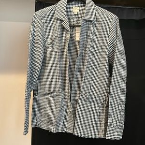 J Crew Seersucker Gingham Navy Shirt